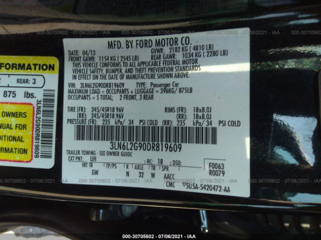 Photo 8 VIN: 3LN6L2G90DR819609 - LINCOLN MKZ 