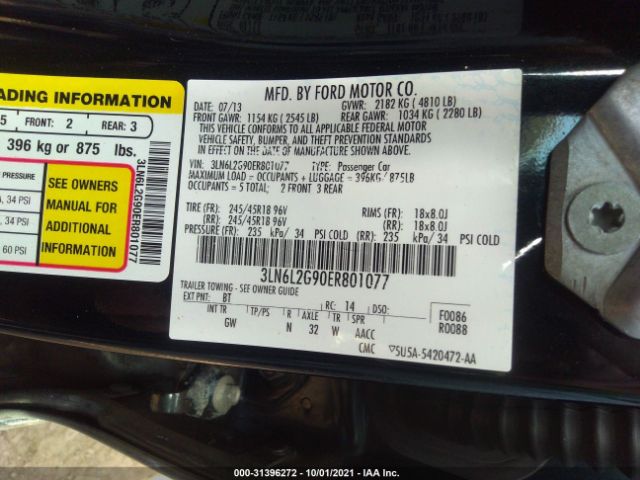 Photo 8 VIN: 3LN6L2G90ER801077 - LINCOLN MKZ 