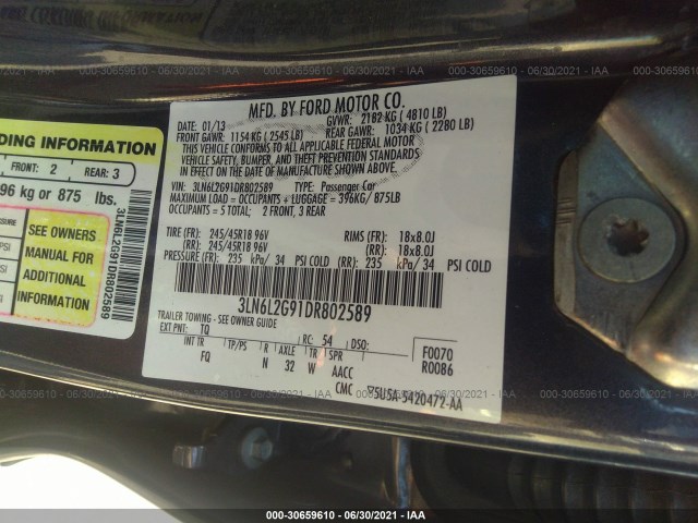 Photo 8 VIN: 3LN6L2G91DR802589 - LINCOLN MKZ 