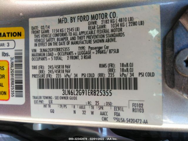 Photo 8 VIN: 3LN6L2G91ER825355 - LINCOLN MKZ 