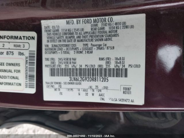 Photo 8 VIN: 3LN6L2G92DR811205 - LINCOLN MKZ 