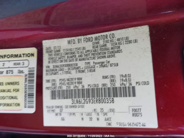 Photo 8 VIN: 3LN6L2G93ER800358 - LINCOLN MKZ 