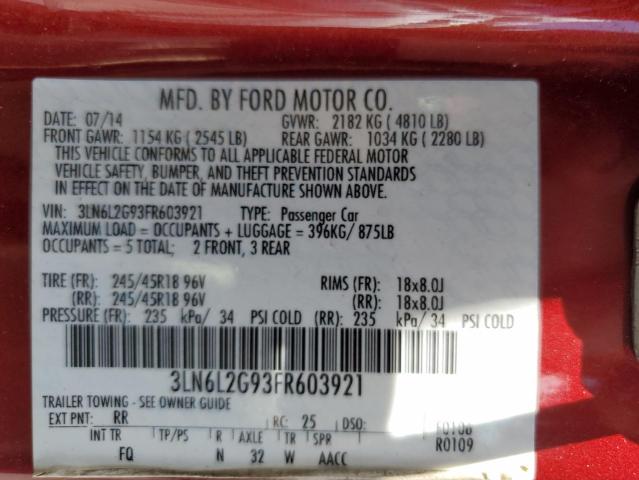 Photo 11 VIN: 3LN6L2G93FR603921 - LINCOLN MKZ 