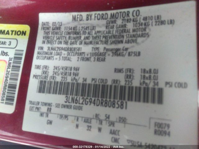 Photo 8 VIN: 3LN6L2G94DR808581 - LINCOLN MKZ 