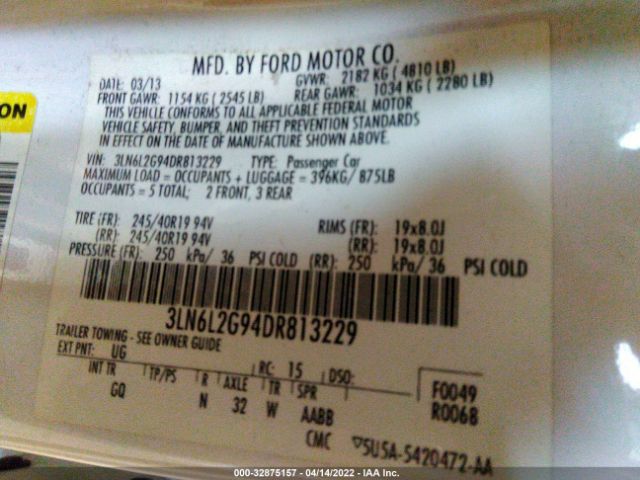 Photo 8 VIN: 3LN6L2G94DR813229 - LINCOLN MKZ 