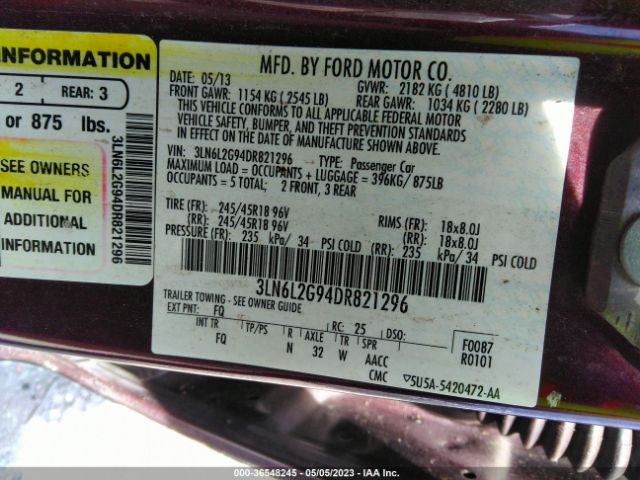 Photo 8 VIN: 3LN6L2G94DR821296 - LINCOLN MKZ 