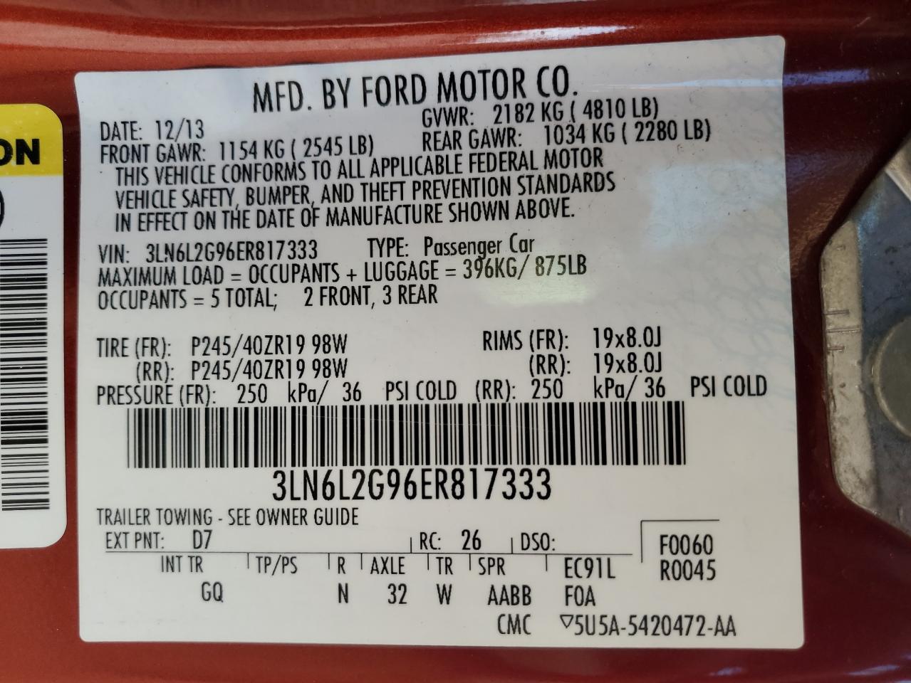 Photo 11 VIN: 3LN6L2G96ER817333 - LINCOLN MKZ 