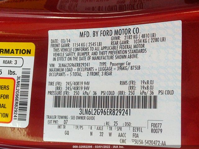 Photo 8 VIN: 3LN6L2G96ER829241 - LINCOLN MKZ 