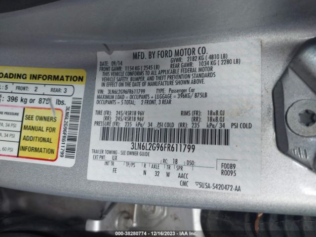 Photo 8 VIN: 3LN6L2G96FR611799 - LINCOLN MKZ 