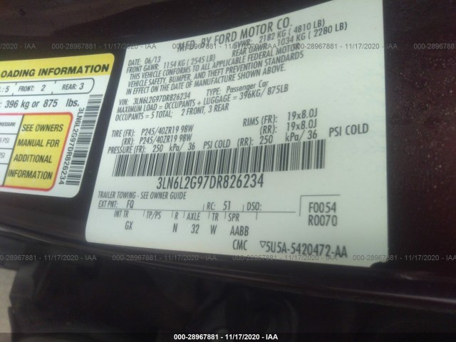 Photo 8 VIN: 3LN6L2G97DR826234 - LINCOLN MKZ 