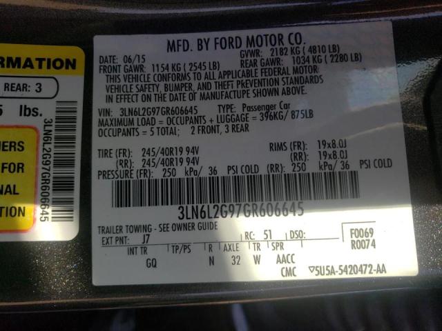 Photo 9 VIN: 3LN6L2G97GR606645 - LINCOLN MKZ 