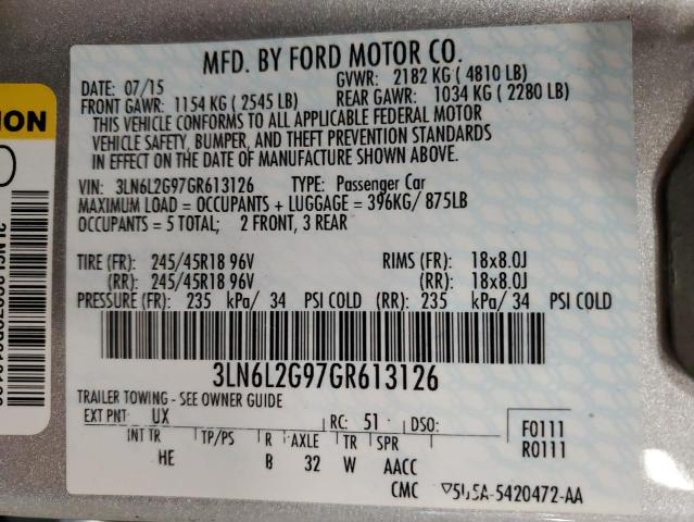 Photo 11 VIN: 3LN6L2G97GR613126 - LINCOLN MKZ 