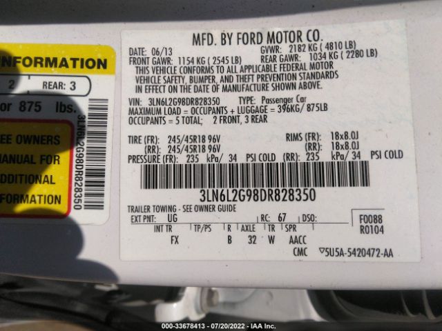 Photo 8 VIN: 3LN6L2G98DR828350 - LINCOLN MKZ 