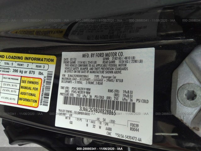 Photo 8 VIN: 3LN6L2G98DR828865 - LINCOLN MKZ 