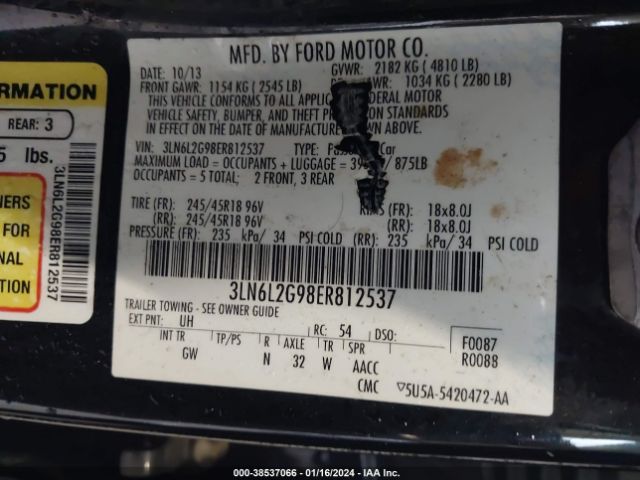 Photo 8 VIN: 3LN6L2G98ER812537 - LINCOLN MKZ 