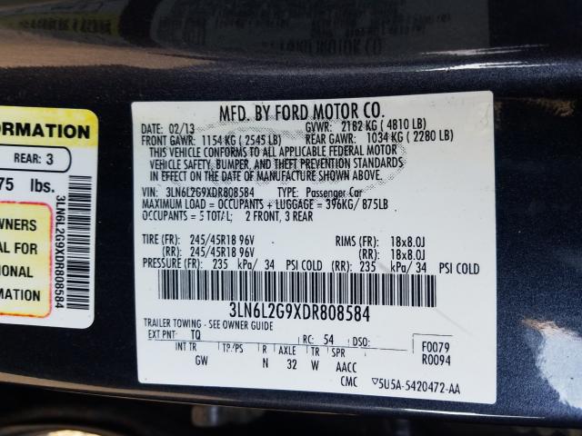 Photo 9 VIN: 3LN6L2G9XDR808584 - LINCOLN MKZ 