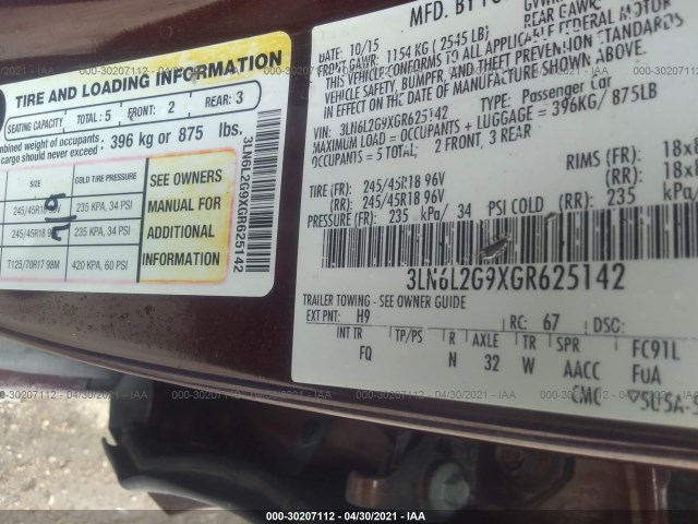 Photo 8 VIN: 3LN6L2G9XGR625142 - LINCOLN MKZ 