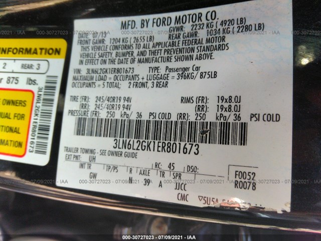 Photo 8 VIN: 3LN6L2GK1ER801673 - LINCOLN MKZ 