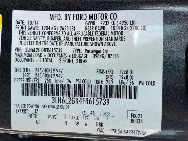 Photo 9 VIN: 3LN6L2GK4FR615739 - LINCOLN MKZ 