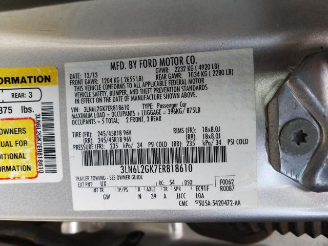 Photo 9 VIN: 3LN6L2GK7ER818610 - LINCOLN MKZ 