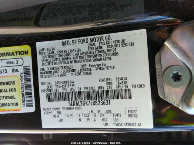 Photo 8 VIN: 3LN6L2GK7ER823631 - LINCOLN MKZ 