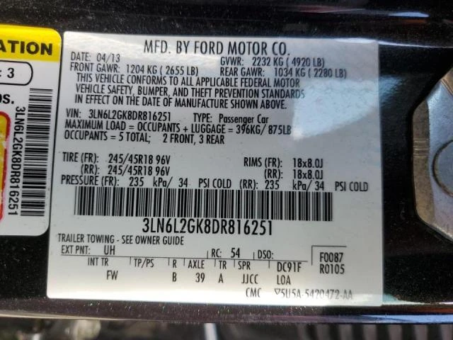 Photo 11 VIN: 3LN6L2GK8DR816251 - LINCOLN MKZ 