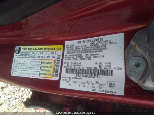 Photo 8 VIN: 3LN6L2GK8ER828093 - LINCOLN MKZ 