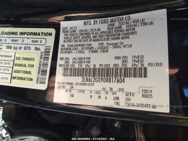 Photo 8 VIN: 3LN6L2GK9DR817604 - LINCOLN MKZ 