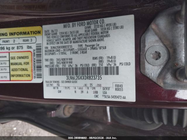 Photo 8 VIN: 3LN6L2GKXDR823735 - LINCOLN MKZ 