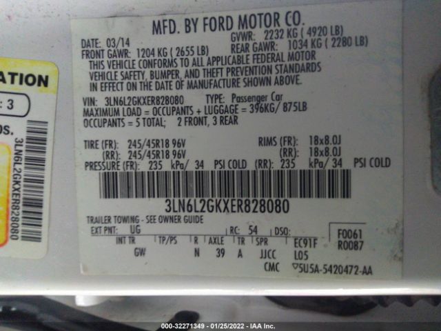 Photo 8 VIN: 3LN6L2GKXER828080 - LINCOLN MKZ 