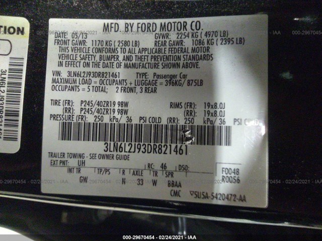 Photo 8 VIN: 3LN6L2J93DR821461 - LINCOLN MKZ 