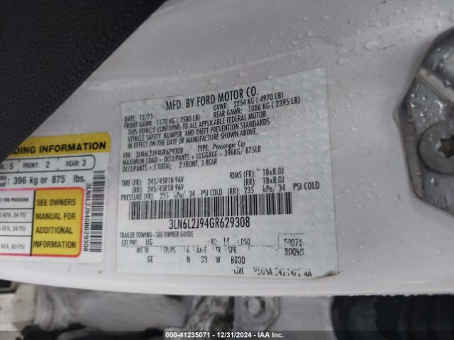 Photo 8 VIN: 3LN6L2J94GR629308 - LINCOLN MKZ 