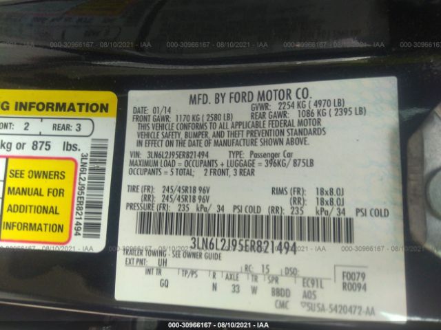 Photo 8 VIN: 3LN6L2J95ER821494 - LINCOLN MKZ 