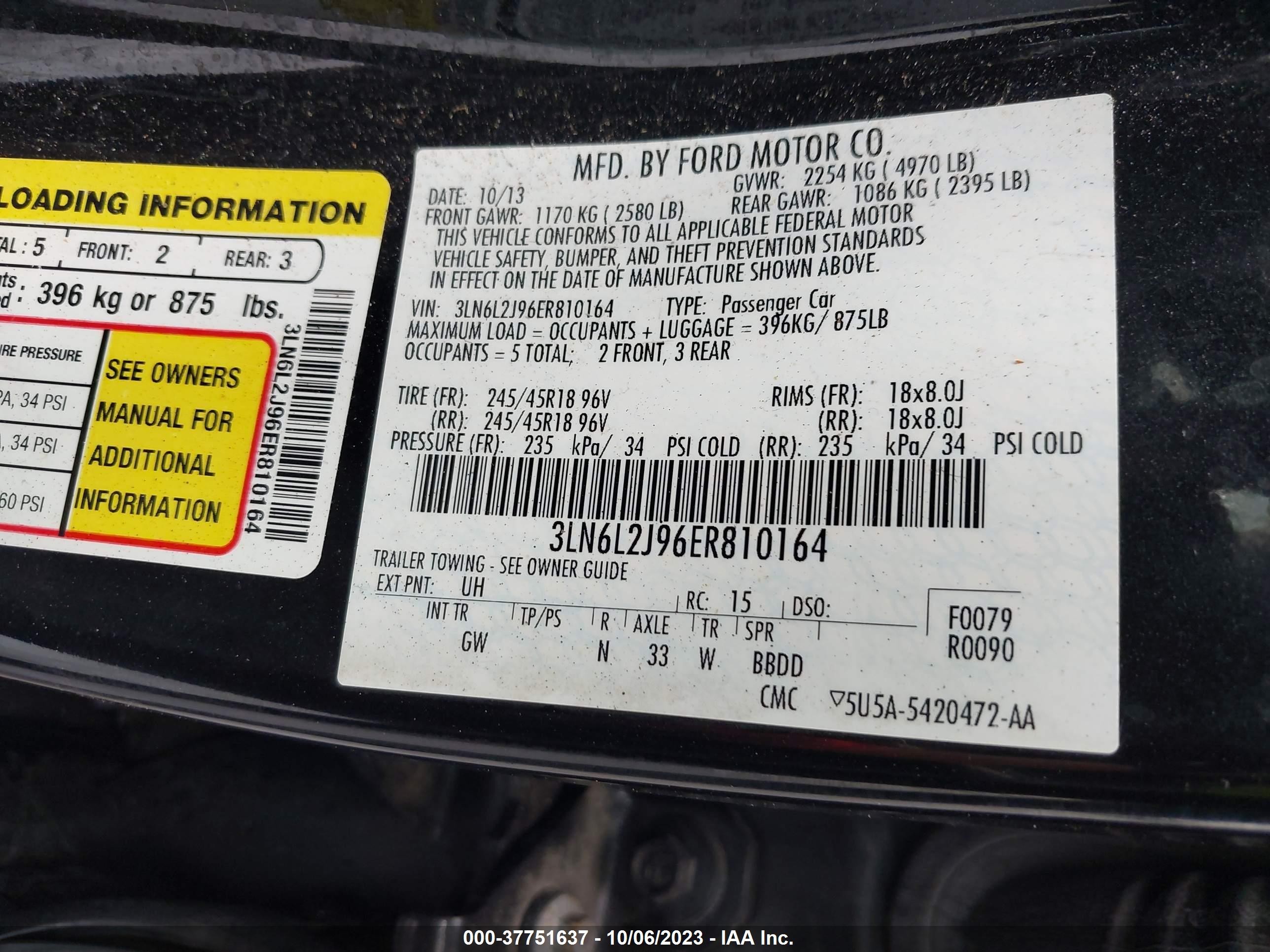 Photo 8 VIN: 3LN6L2J96ER810164 - LINCOLN MKZ 