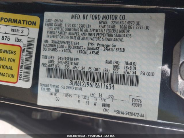 Photo 8 VIN: 3LN6L2J96FR611634 - LINCOLN MKZ 