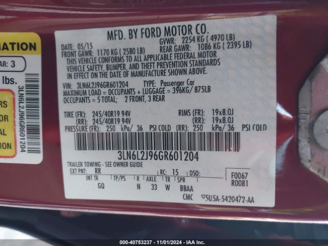 Photo 8 VIN: 3LN6L2J96GR601204 - LINCOLN MKZ 