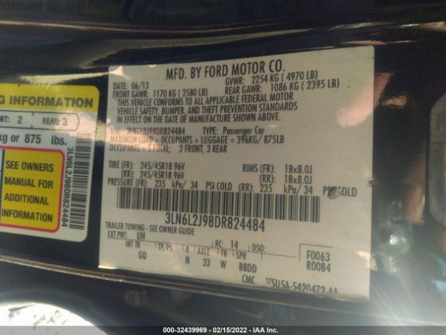 Photo 8 VIN: 3LN6L2J98DR824484 - LINCOLN MKZ 