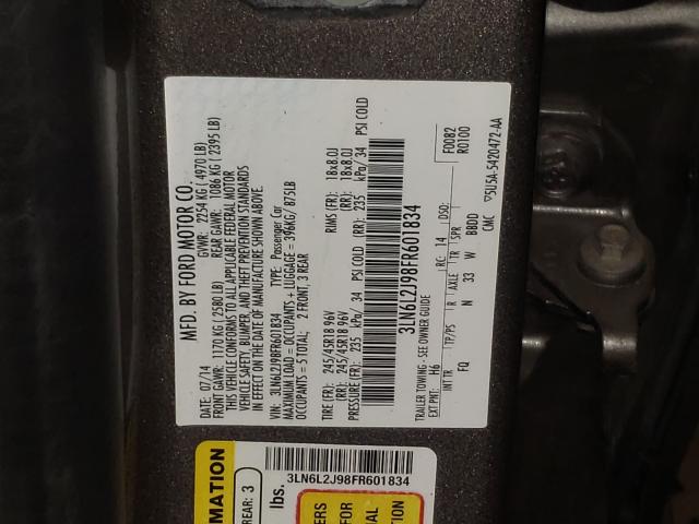 Photo 9 VIN: 3LN6L2J98FR601834 - LINCOLN MKZ 