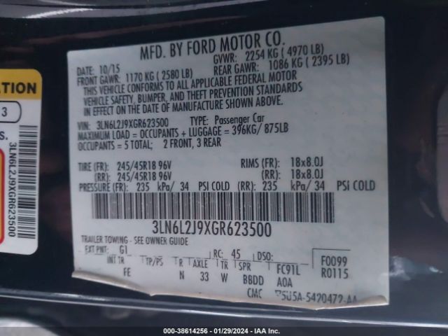 Photo 8 VIN: 3LN6L2J9XGR623500 - LINCOLN MKZ 