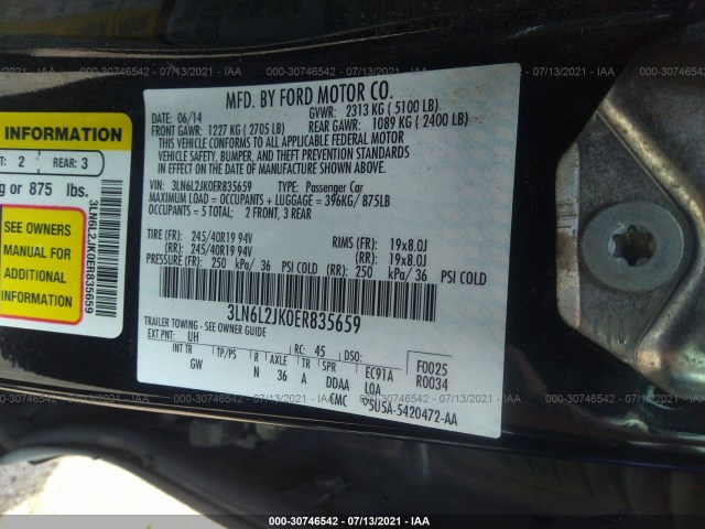 Photo 8 VIN: 3LN6L2JK0ER835659 - LINCOLN MKZ 