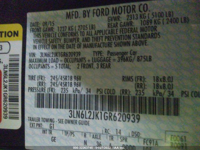 Photo 8 VIN: 3LN6L2JK1GR620939 - LINCOLN MKZ 