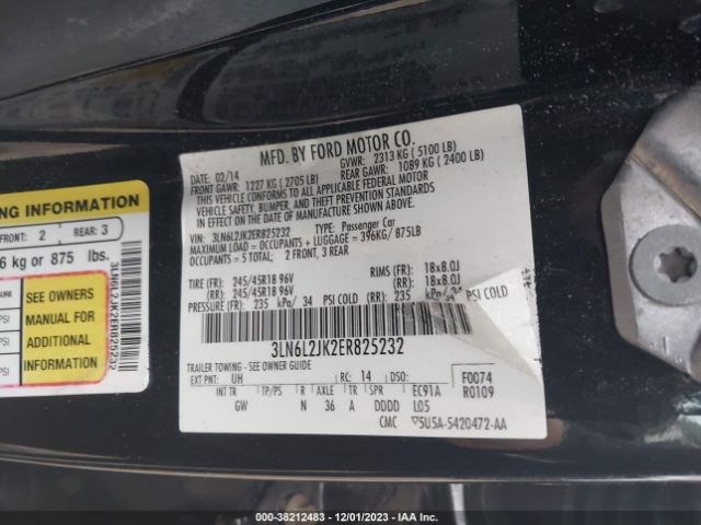 Photo 8 VIN: 3LN6L2JK2ER825232 - LINCOLN MKZ 