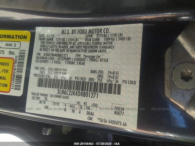 Photo 8 VIN: 3LN6L2JK4DR801271 - LINCOLN MKZ 