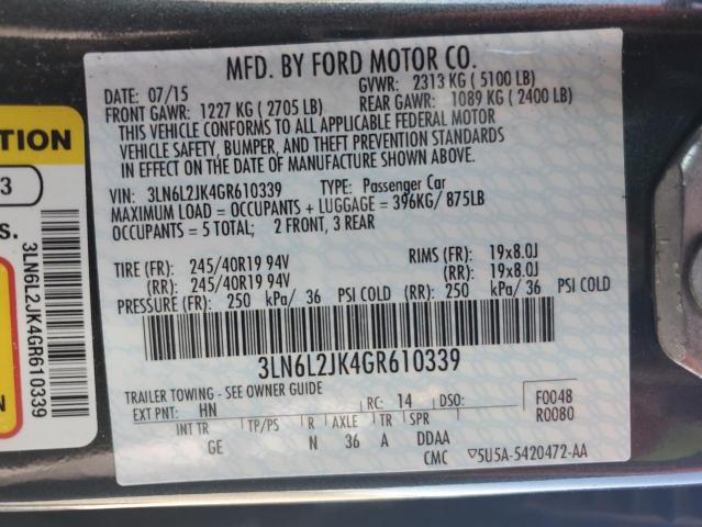 Photo 11 VIN: 3LN6L2JK4GR610339 - LINCOLN MKZ 