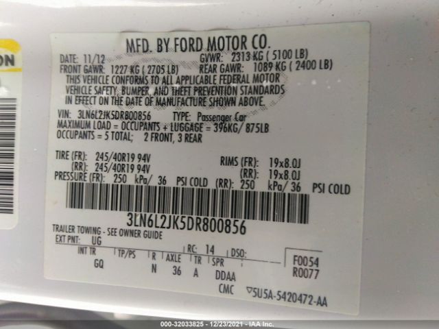 Photo 8 VIN: 3LN6L2JK5DR800856 - LINCOLN MKZ 