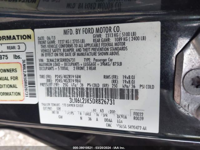 Photo 8 VIN: 3LN6L2JK5DR826731 - LINCOLN MKZ 