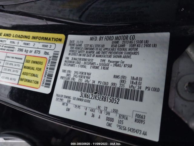 Photo 8 VIN: 3LN6L2JK5ER815052 - LINCOLN MKZ 