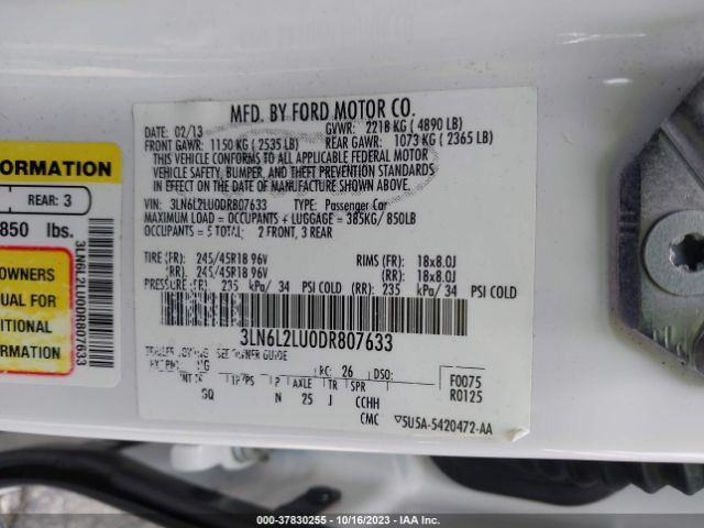 Photo 8 VIN: 3LN6L2LU0DR807633 - LINCOLN MKZ HYBRID 