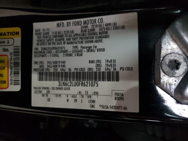 Photo 9 VIN: 3LN6L2LU0FR621075 - LINCOLN MKZ HYBRID 