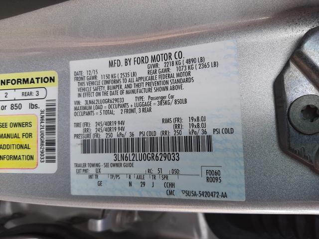 Photo 9 VIN: 3LN6L2LU0GR629033 - LINCOLN MKZ HYBRID 